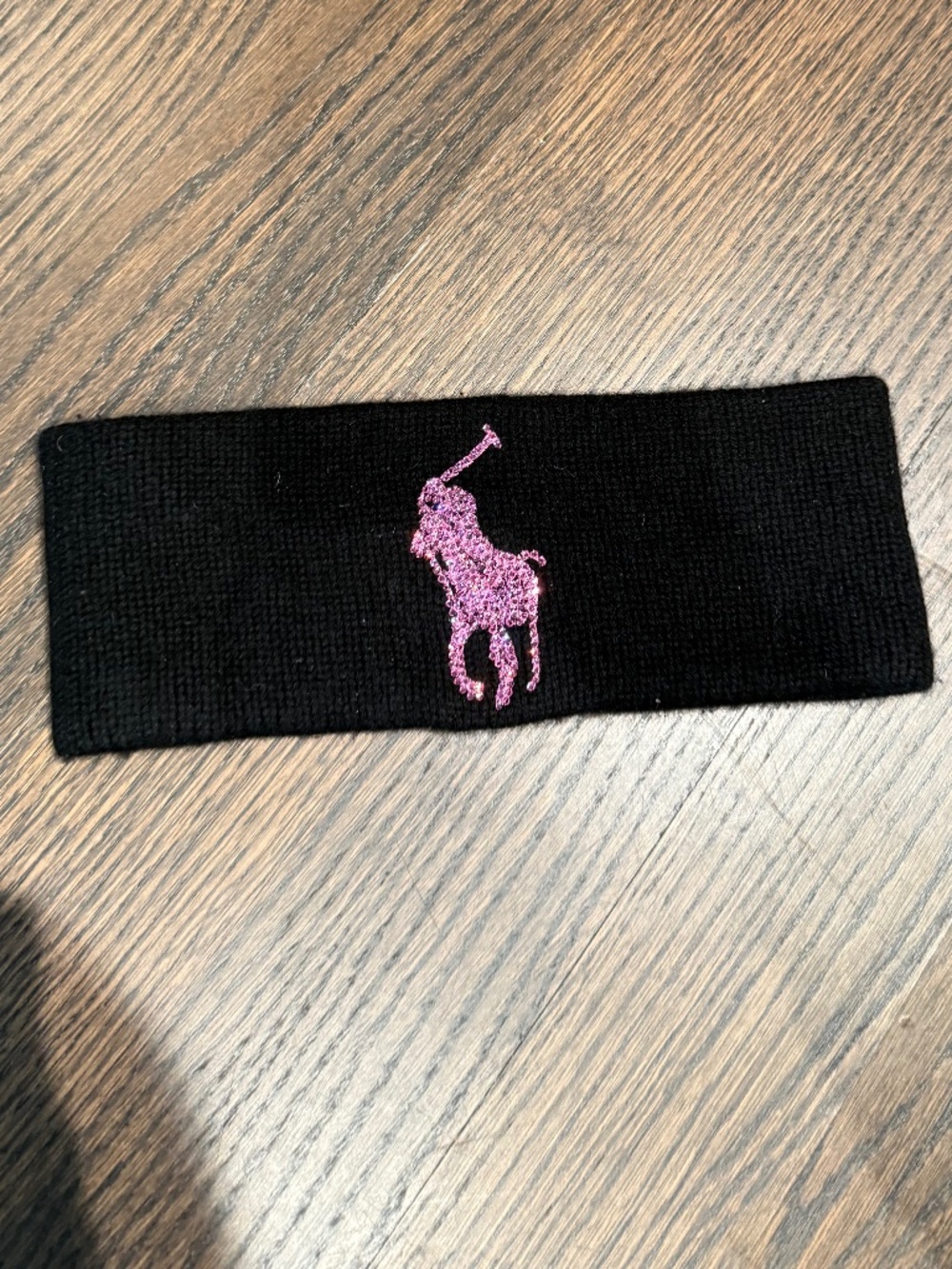 Ralph Lauren Pink Pony Black Cashmere Winter Headband